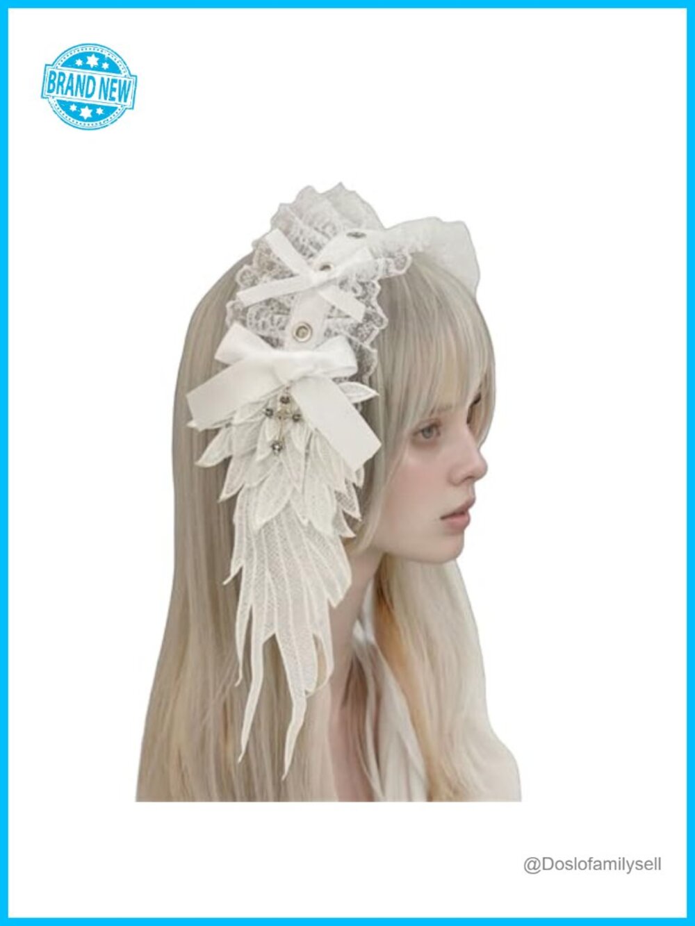 Angel Wing Lace Ruffle Headband Hair Clips Cosplay Anime
